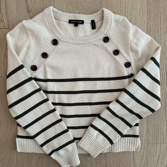 Veronica Beard Striped Knit Sweater, XL - Picture 1 of 4
